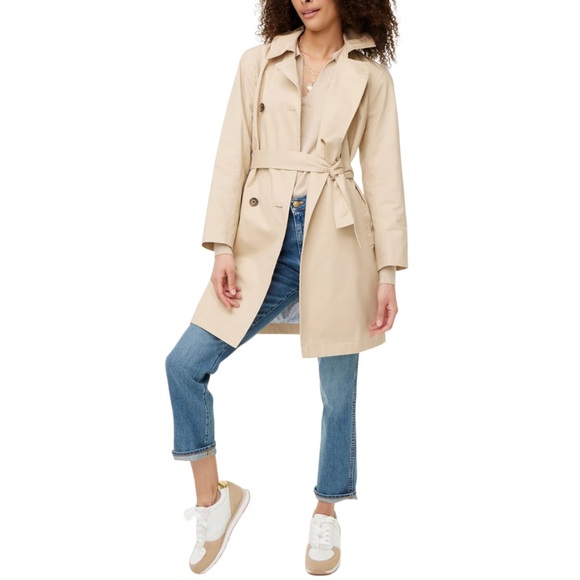 NWT J.Crew Factory Light Khaki Trench Coat Size 8, Classic Neutral Preppy BO622 - Picture 3 of 12